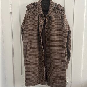 Banana Republic Men's Tan Houndstooth Trench Coat